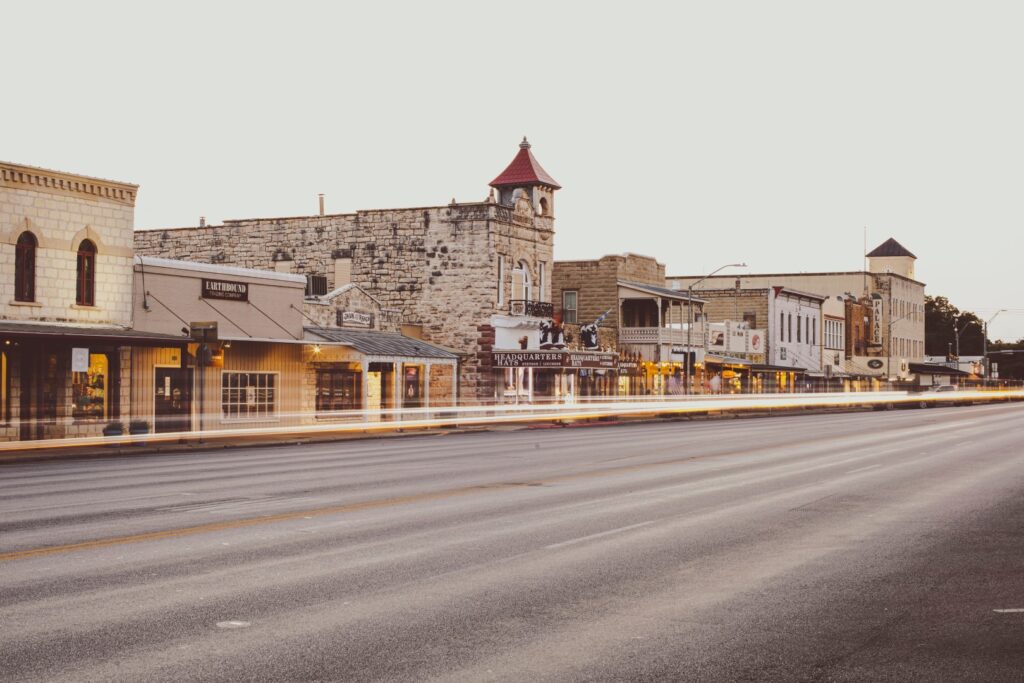 Fredericksburg, Texas with Light Trails