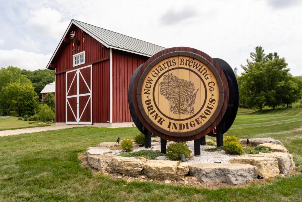 New Glarus Brewing Co. barn and sign in Wisconsin