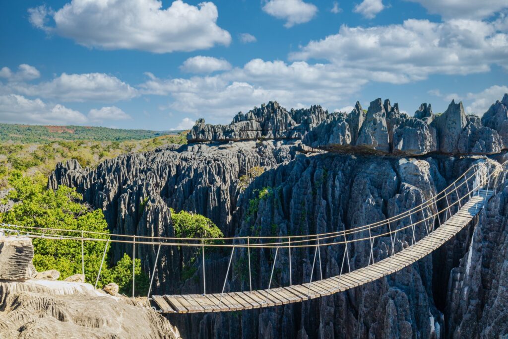 The Tsingy de Bemaraha with the famous suspension bridge