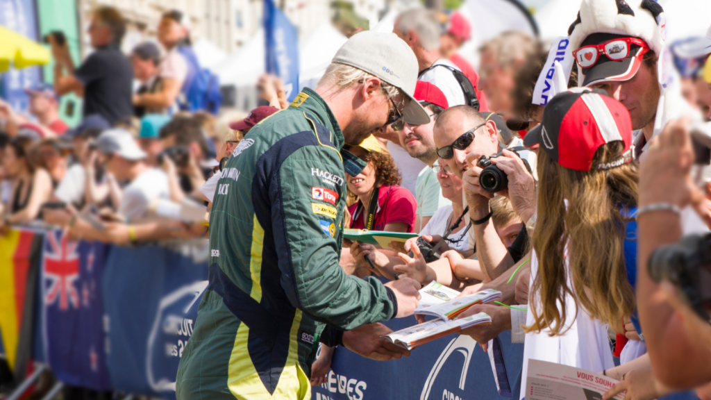 Le Mans, France, Famous Danish racer Nicki Thiim gives autograph for fans