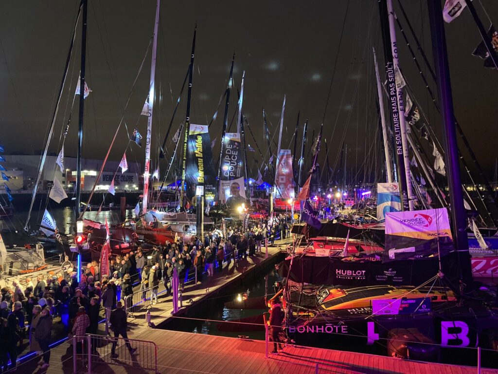 Sail boats of the 2024 Vendee Globe in the opening race night