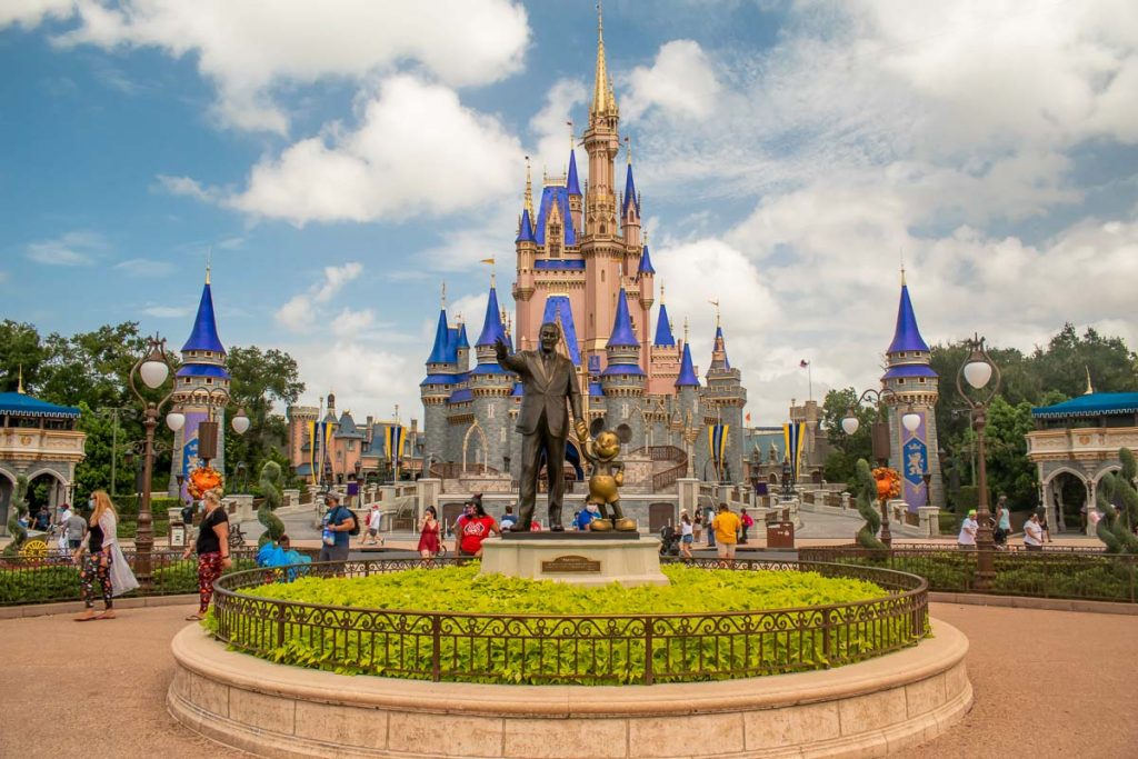 Florida, Panoramic view of Partner statues Orlando Disneyworld