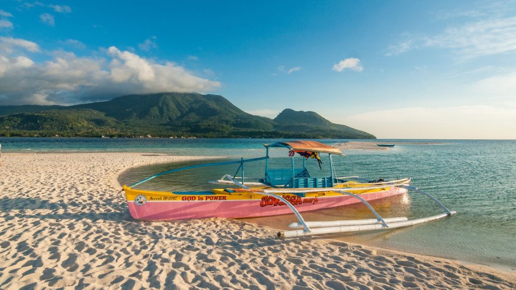Local boat at the White Island, Camiguin, Philippines