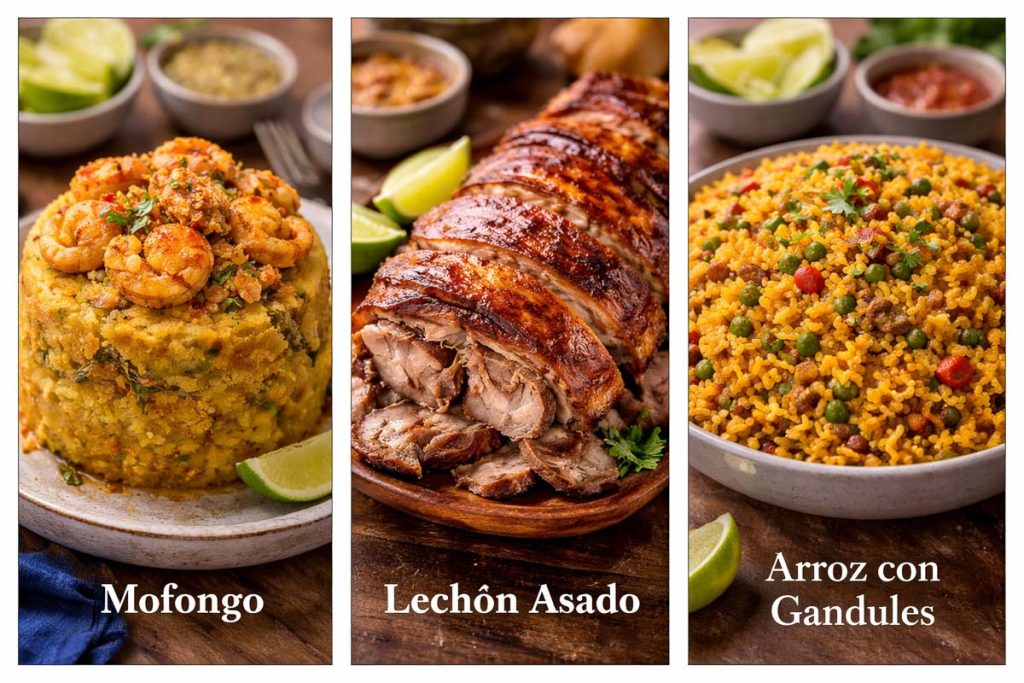 Traditional Puerto Rican Food - pasteles, alcapurrias fried plantain, and bacalaitos crispy codfish fritters